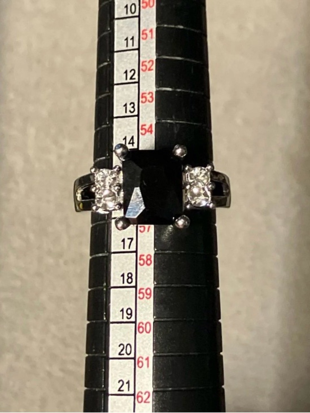 NEW Black Square Glass Rhinestone Silver Tone Ring Size 8 Goth Chic